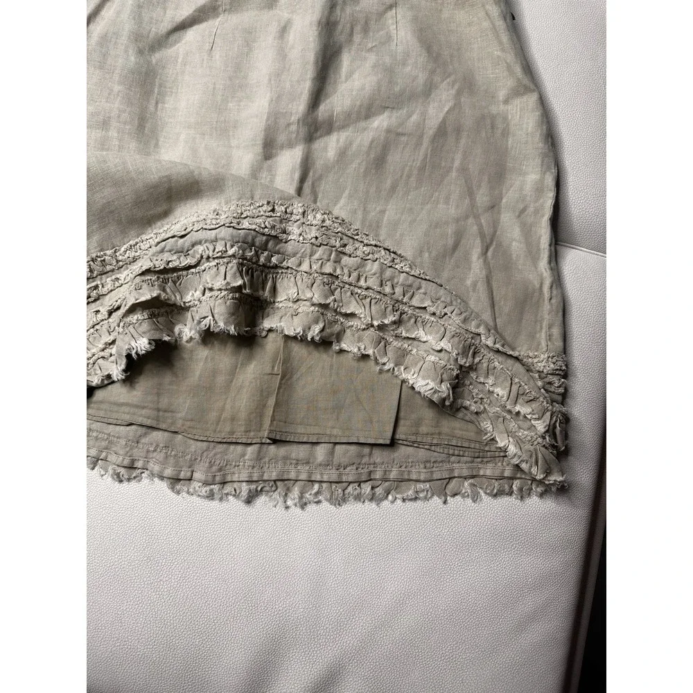 TOMMY BAHAMA Women's Linen Ruffled‎ Skirt Cotton Lined, Khaki Size 4